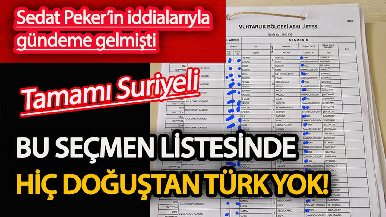 Sedat Peker'in iddialarıyla ortaya çıkmıştı Bu seçmen listesinde hiç Türk yok Tamamı Suriyeli