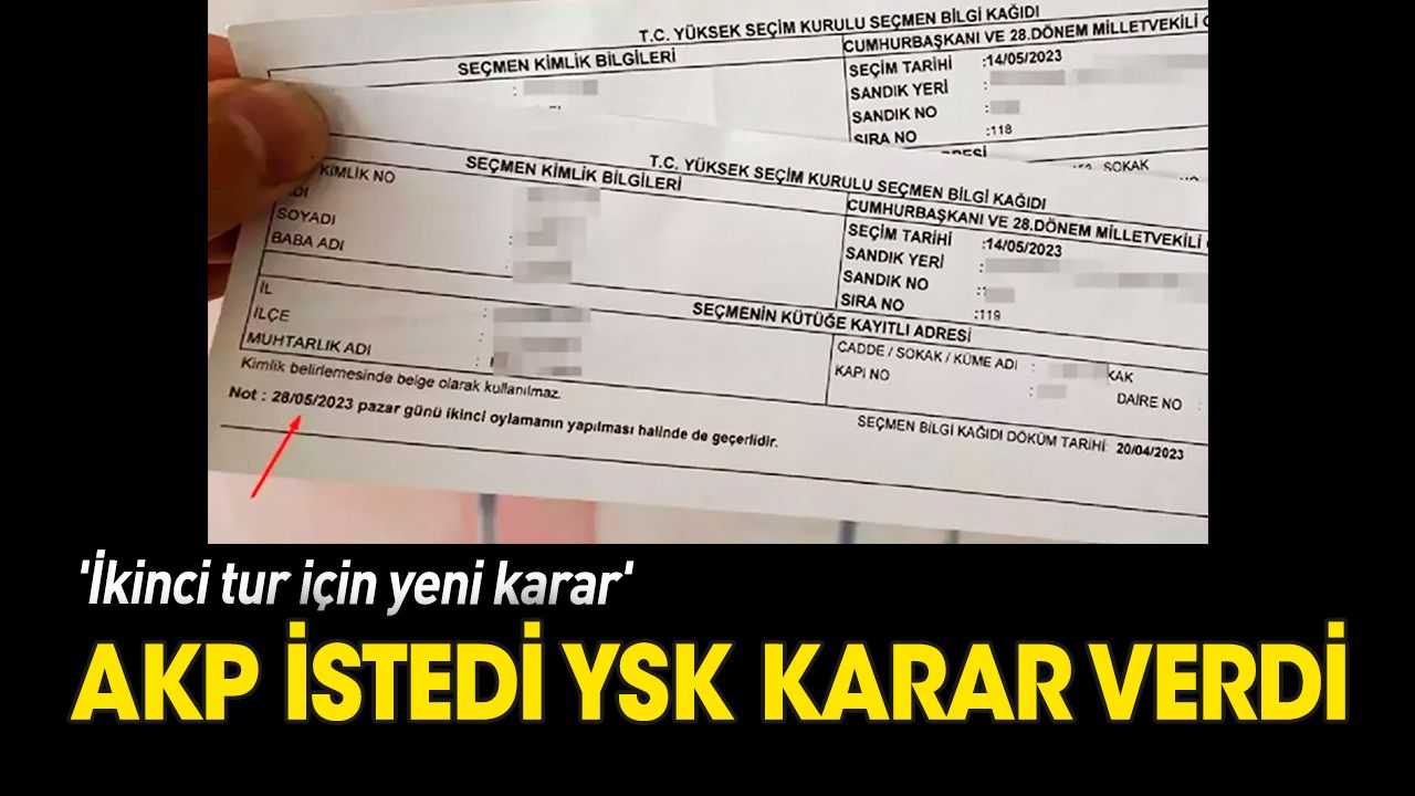 AKP istedi YSK karar verdi 'İkinci tur için yeni karar'