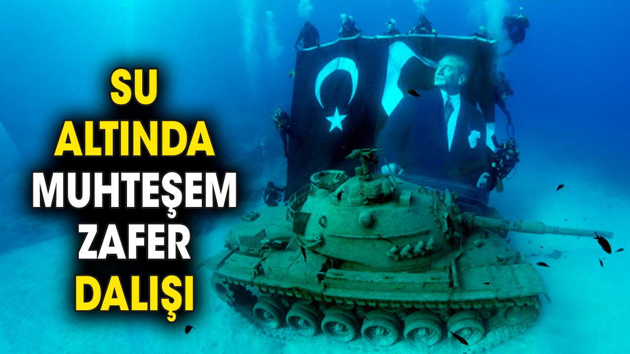 Su altında 'Zafer' dalışı 'Türk bayrağı ve Atatürk posteri açtılar'