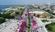 Maltepe miting alanına yürüyen kalabalık böyle görüntülendi