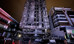 Bursa'da 10 katlı bina yandı! Yangın anı kameraya yansıdı