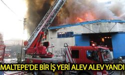 Maltepe'de bir iş yeri alev alev yandı