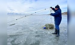 Çıldır Gölü'nde Eskimo Usulü Balık Avı Başladı