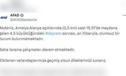 Akdeniz'de 4.5 Büyüklüğünde Deprem Meydana Geldi