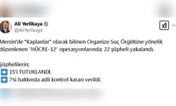 Mersin'de Suç Örgütüne Yönelik Operasyonda 15 Kişi Tutuklandı