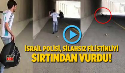 İsrail polisi, silahsız Filistinliyi sırtından vurdu!