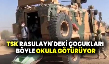 Türk Silahlı Kuvvetleri Rasulayn'deki çocukları böyle okula götürüyor