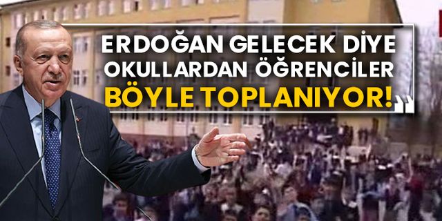 Erdoğan gelecek diye okullardan öğrenciler böyle toplanıyor!