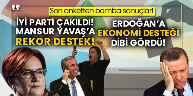 Son anketten bomba sonuçlar!  İyi Parti çakıldı! Mansur Yavaş’a rekor destek! Erdoğan’a ekonomi desteği dibi gördü!
