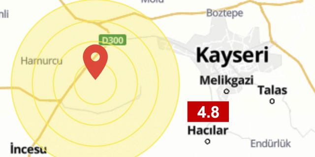 Kayseri'de deprem: Şiddeti 4.8 ölçüldü