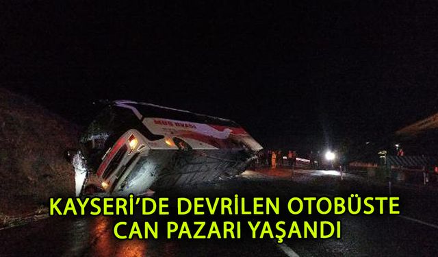 Kayseri'de yolcu otobüsü devrildi: 38 yaralı