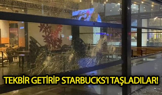 İsrail karşıtı grup  tekbir getirerek Starbucks'ı taşladı