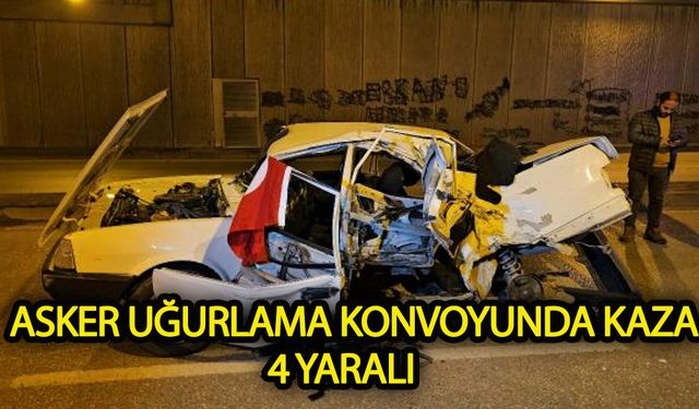 Asker uğurlama konvoyunda kaza: 4 yaralı