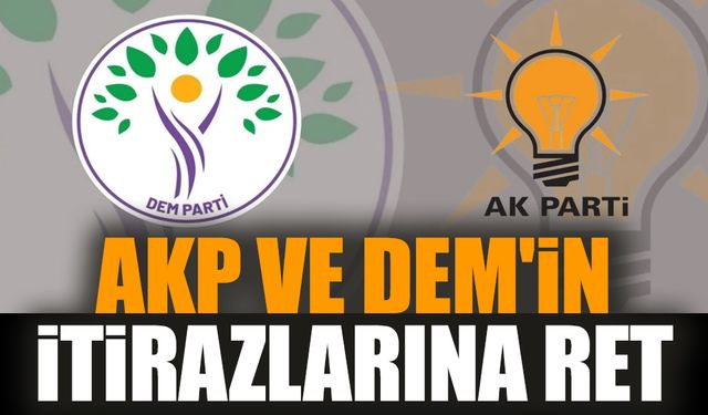 AKP ve DEM'in itirazlarına ret