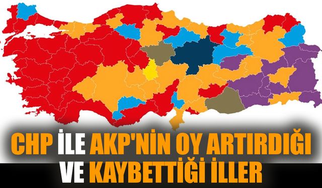 CHP ile AKP'nin oy artırdığı ve kaybettiği iller