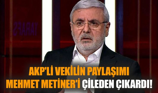 AKP'li vekilin paylaşımı Mehmet Metiner'i çileden çıkardı!