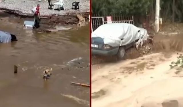 İzmir'de şiddetli sağanak! Yollar çöktü, dereler taştı