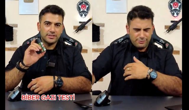 Biber gazını kendi üzerinde test etti