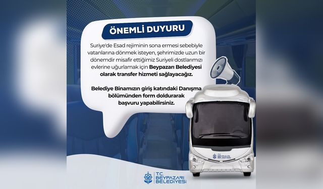 Beypazarı Belediyesi, Suriye'ye Dönüş İçin Transfer Hizmeti Sunuyor