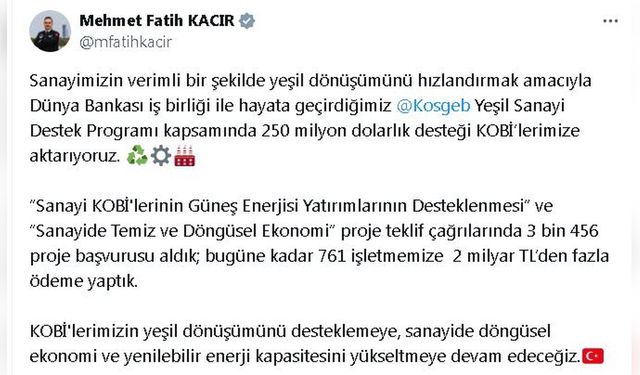 KOBİ'lere 250 Milyon Dolarlık Destek Müjdesi