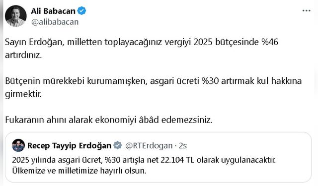 Ali Babacan'dan Asgari Ücret Açıklaması