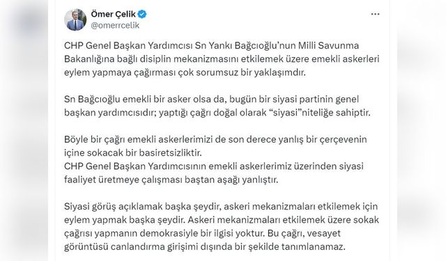 Çelik'ten Bağcıoğlu'na Sert Tepki