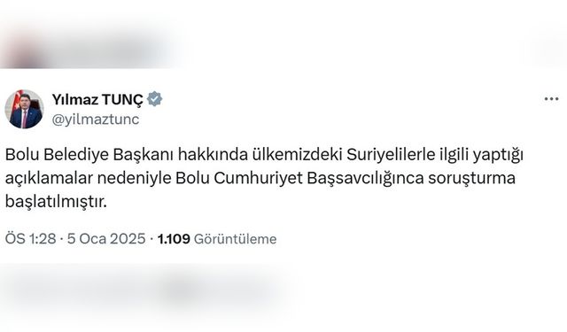 Bolu Belediye Başkanı Hakkında Soruşturma Açıldı