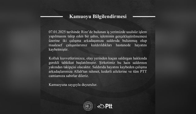 PTT Şubesinde Silahlı Saldırı: İki Kişi Hayatını Kaybetti