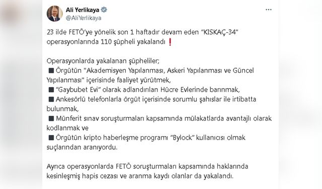 FETÖ'ye Yönelik Dev Operasyon: 110 Kişi Gözaltında