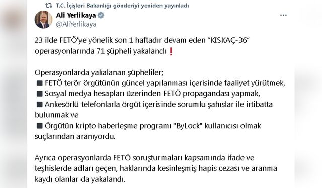 FETÖ'ye Yönelik 23 İlde Geniş Kapsamlı Operasyon Gerçekleştirildi