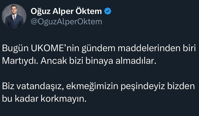 Oğuz Alper Öktem, UKOME Üyeliğine Seçilemedi