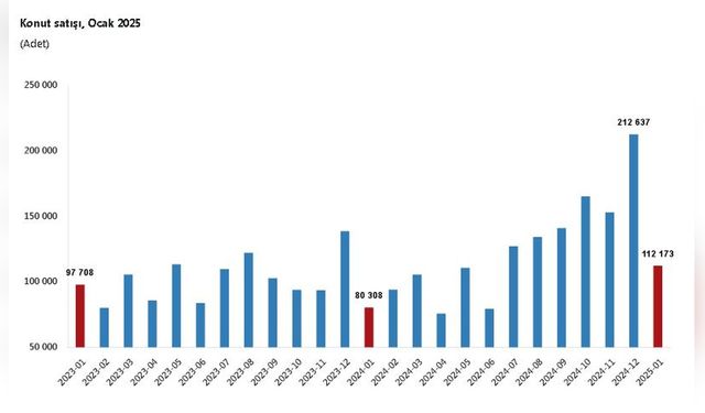 Ocak Ayında Türkiye'de 112 Bin 173 Konut Satışı Gerçekleşti