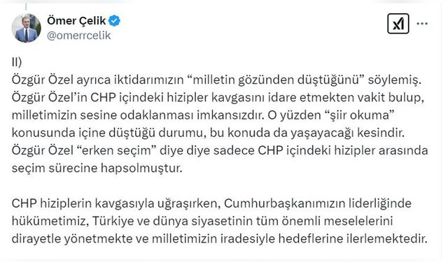 Çelik'ten Özgür Özel'e Tarih Hatırlatması