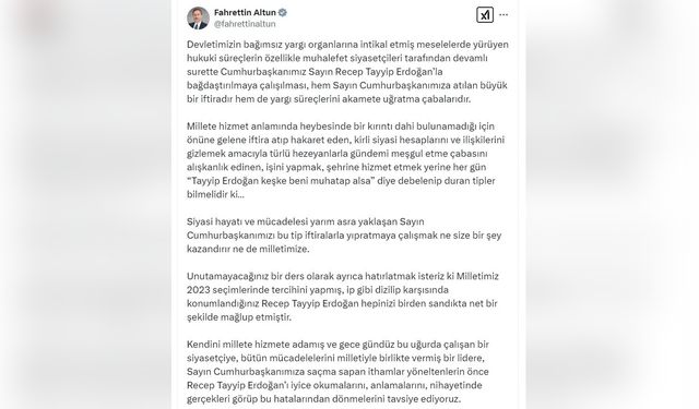 Cumhurbaşkanı'na Yönelik İftiralar Gündemde