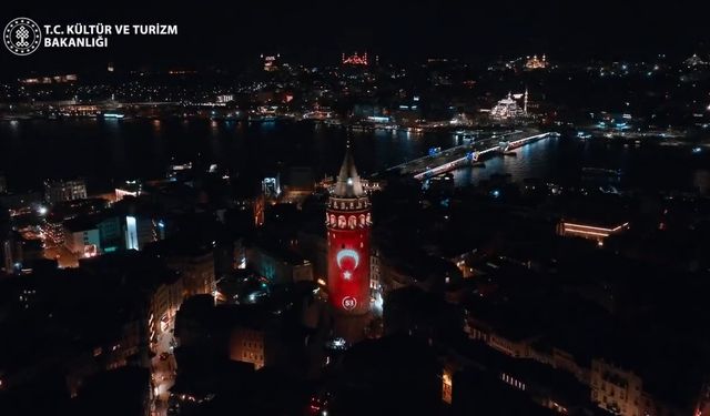 Galata Kulesi, Çanakkale Ruhuyla Aydınlatıldı