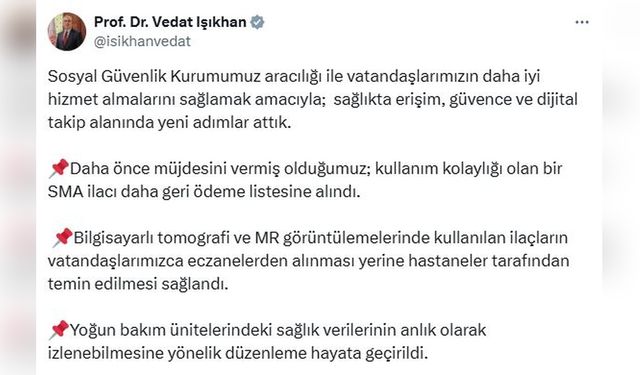 Sağlık Bakanı Işıkhan, SMA İlacı Geri Ödeme Listesine Eklendi