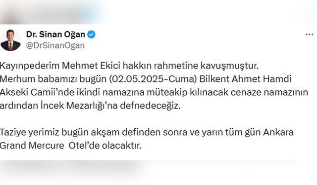Eski Ankara Milletvekili Ekici Vefat Etti