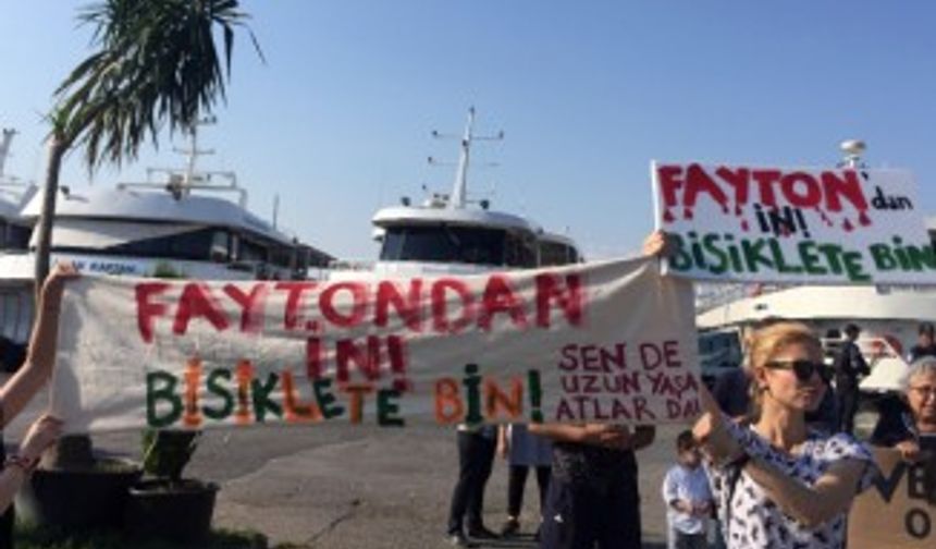 Büyükada’da ‘Faytona son, atlara özgürlük’ eylemi 